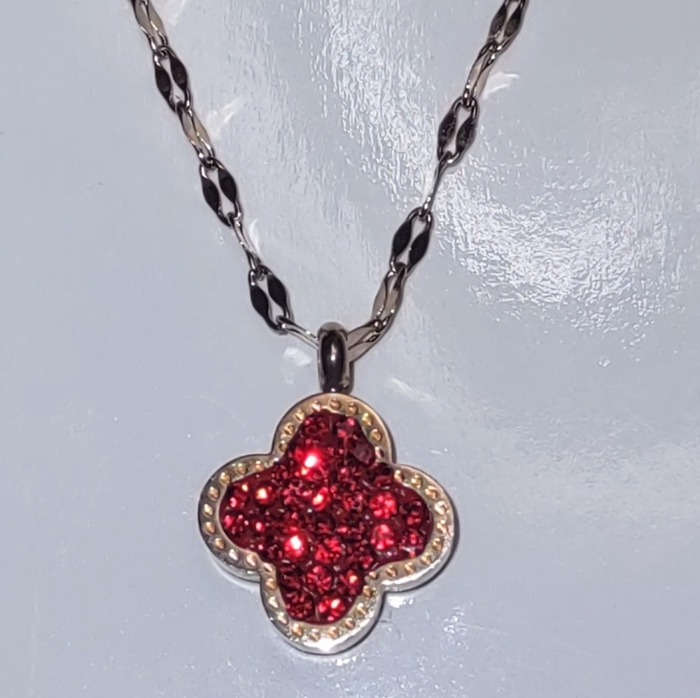 Rose Gold Reversible Red/Black Pendant Necklace